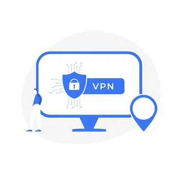 VPN - Virtual Private Network software for computers concept. Privacy protection Stock Illustration