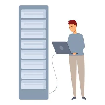 Vps server icon cartoon vector. Computer administrator 库存插图
