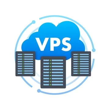 VPS Virtual private server web hosting services infrastructure technology Stock Illustration