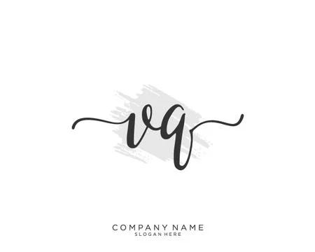 VQ Initial handwriting logo design Stock Illustration