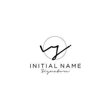 VQ Initial handwriting logo design Stock Illustration
