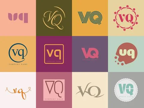 VQ logo company template. Letter v and q logotype. Set different classic se.. Ilustração Stock