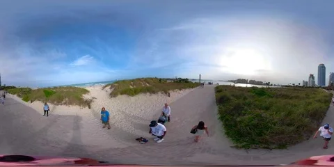 VR 360 5.2k Miami Beach stabilized motion video South Pointe Park Government  Stock Footage 85376232