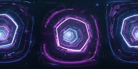 VR 360 abstract sci-fi tunnel seamless loop. Futuristic VJ for music video Stock Footage 258778932