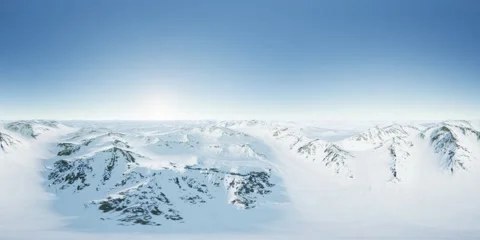 Vr 360 aerial camera moving above antarctic landscape. ready for use in VR Stock Footage 134879667