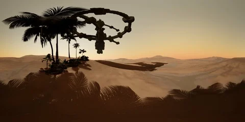 VR 360 alien spaceship rotate over desert. ufo Video stock 119688489