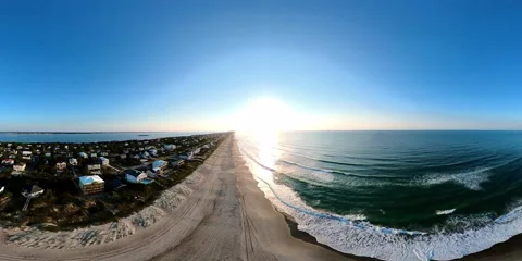 VR 360 Beach and Ocean Drone Aerial Footage Stock Footage 221503916