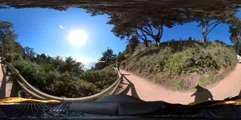 VR 360 Big Sur McWay Fall Hiking POV Equirectangular 02 California Coast USA 스톡 동영상 239937128