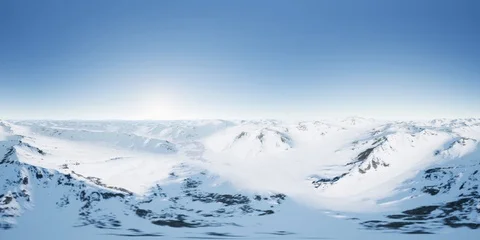 Vr 360 camera moving above Polar Snow Rocky Mountains Ridges In a cold polar  動画素材 85422102