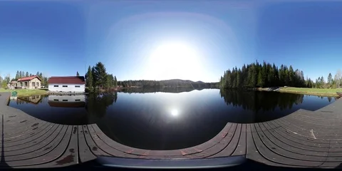 VR 360 Chalet and Lake in Quebec Area 03 360 VR Video stock 89906807