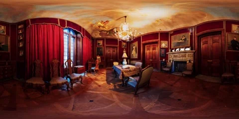 Vr 360 classic smoking cigar room Stock Footage 140472444