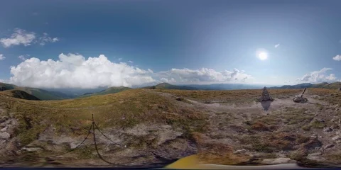 Vr 360 Clouds in mountains. No people Stock Footage 94283106
