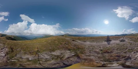 Vr 360 Clouds Timelapse in mountains. No people Stock Footage 94287322