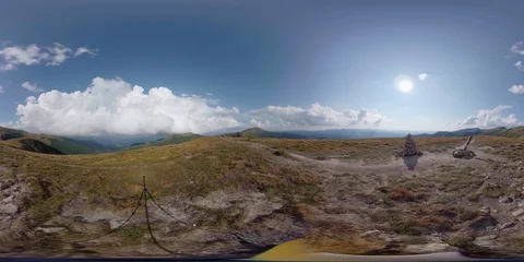Vr 360 Clouds Timelapse in mountains. No people Stock Footage 94287639