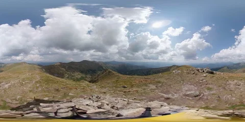 Vr 360 Clouds Timelapse in mountains. No people Stock Footage 94300649