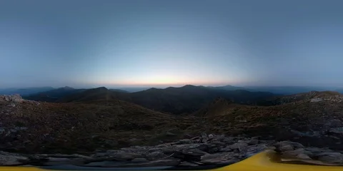 Vr 360 Clouds Timelapse. Sunrise in mountains. No people Stock Footage 94297130