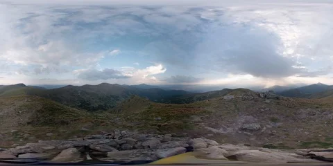 Vr 360 Clouds Timelapse. Sunset in mountains. No people Stock-Footage 94296080