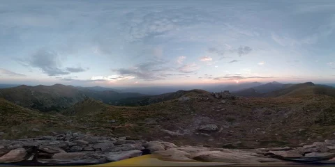 Vr 360 Clouds Timelapse. Sunset in mountains. No people Stock Footage 94296488