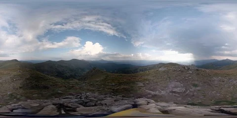 Vr 360 Clouds Timelapse. Sunset in mountains. No people Stock Footage 94296568