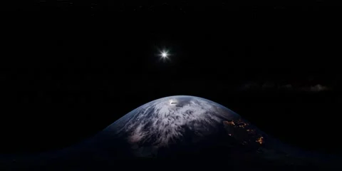 VR 360 Earth and Sun from space Stock Footage 139195879