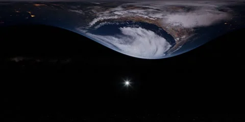 VR 360 Earth and Sun from space 動画素材 141257985