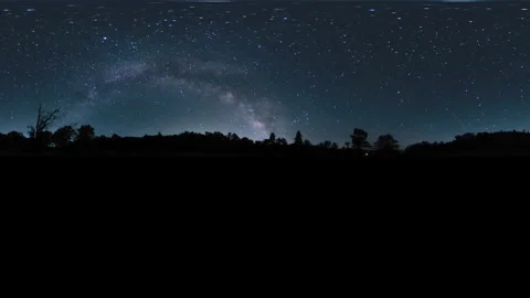 VR 360 Equirectangular Milky Way Galaxy Time Lapse Starry Night Sky Mount Pinos Video stock 319025239