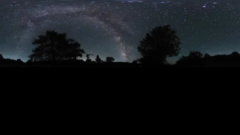 VR 360 Equirectangular Starry Night Sky Milky Way Galaxy Los Padres Forest Video stock 320557161