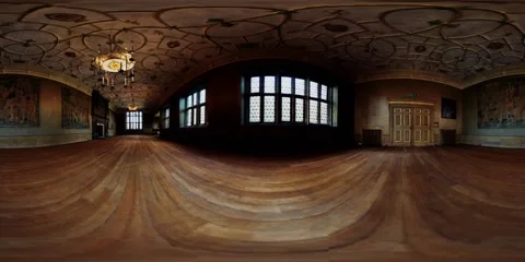 Vr 360 inside the Charterhouse great chamber interior Stock Footage 140472173