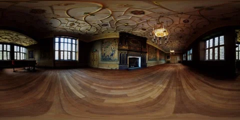 Vr 360 inside the Charterhouse great chamber interior 스톡 동영상 146582729