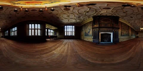 Vr 360 inside the Charterhouse great chamber interior Stock-Footage 249816387