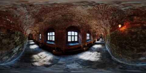 Vr 360 inside the Charterhouse norfolk cloister 库存影片 140002716