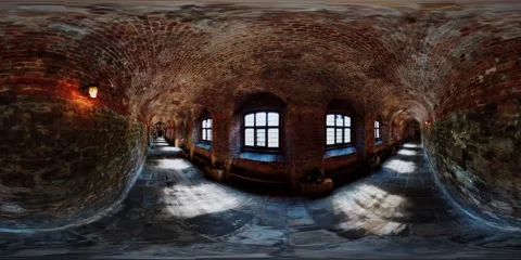 Vr 360 inside the Charterhouse norfolk cloister Stock Footage 140678430