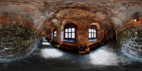Vr 360 inside the Charterhouse norfolk cloister Stock Footage 142542874