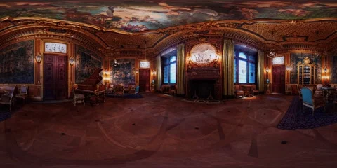 Vr 360 inside the great drawing room interior Stock Footage 140003396