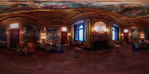 Vr 360 inside the great drawing room interior Stock-Footage 141038377