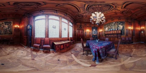 VR 360 luxury dinning room interior Stock Footage 140472267