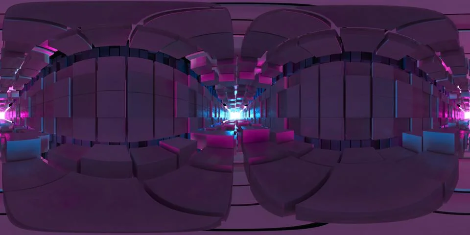 VR 360 panorama Abstract image of the cube background, the path to the light, 스톡 일러스트