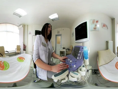Vr 360 panorama Husband looking at ultrasound scan his pregnant woman Stock Footage 74871854