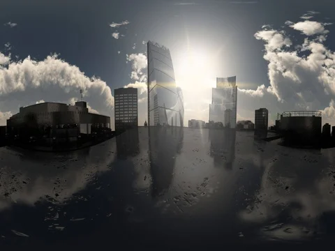 Vr 360. sunshine and clouds above London city in virtual reality 360 degree Stock Footage 73444560