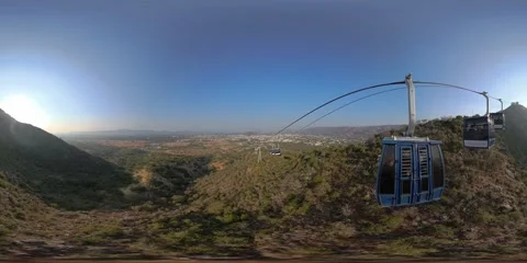 VR 360 video of cable car from Pushkar temple in Rajasthan / India Stock-Footage 302341193