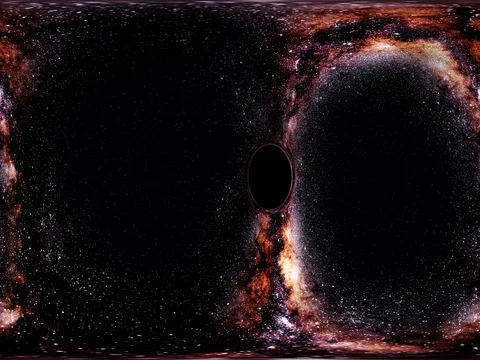 Vr 360 view of a black hole in the middle of the outer space, with stars Vidéo 74184638