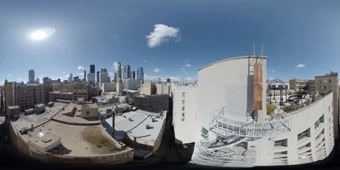 VR 360° view of downtown Los Angeles skyline from a rooftop Stock Footage 108509471