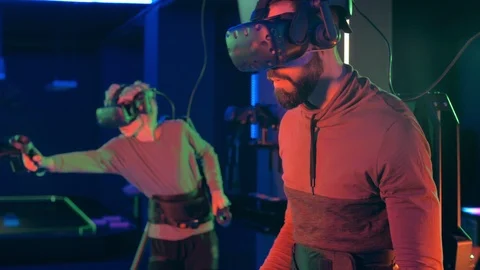 VR 4D Motion Experience with Future Arcade Games Stock Footage 114714020