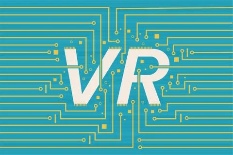 VR and circuit board, network link and data transmission Stock Illustration