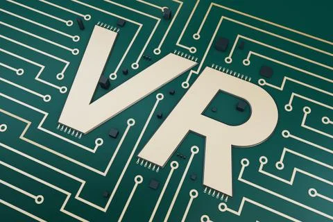 VR and circuit board, network link and data transmission Stock Illustration