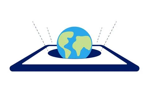 VR and metaverse technology concepts. earth flying out from the tablet Illustrazione stock