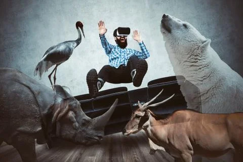 VR with animals Stock Photos
