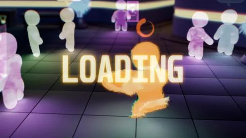 Vr avatar of a user gets loading message - industrial 3D illustration Stock Illustration