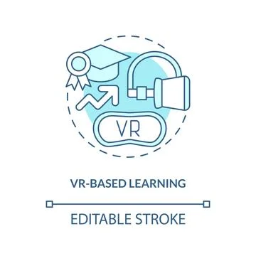 VR based learning turquoise concept icon Stock Illustration