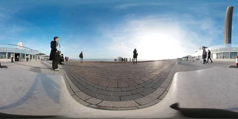 VR Brighton Beach Seafront at i360 British Airways Observation Tower Stock Footage